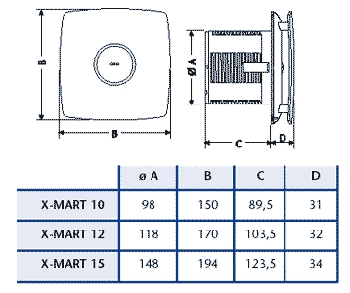 Вентилятор накладной Cata X-Mart 12 Matic inox Timer (таймер)
